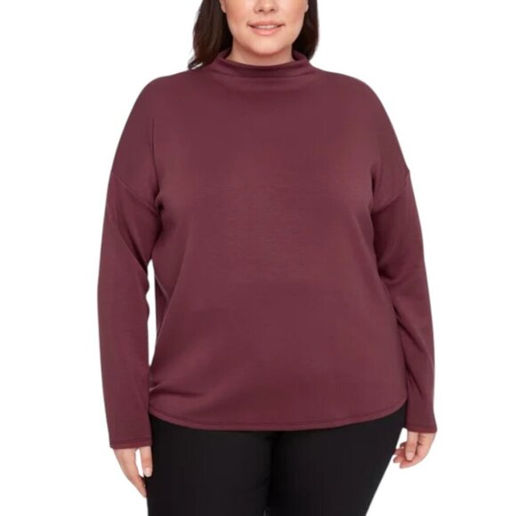 NEW UP! Long Sleeve Mock Neck Top | Burgundy - Picture 2 of 7